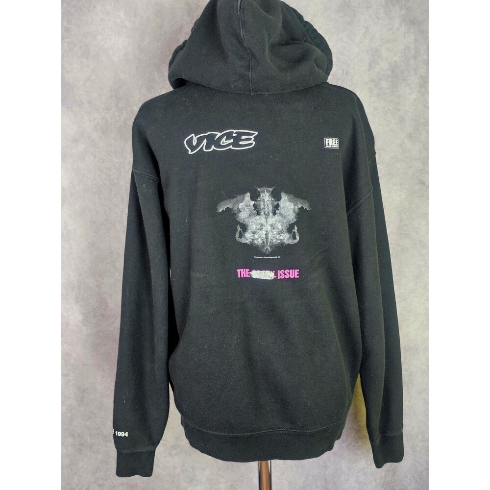 Independent Trading Hoodie Zip Fleece Lined Long Slv Black Destroyed Sz L READ